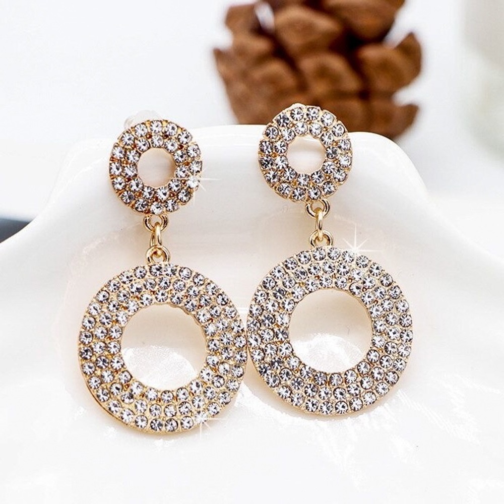 Any 2/$20! Gold & Crystal Circle Stud Earrings - Picture 5 of 8